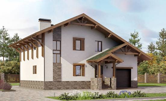190-007-П Проект двухэтажного дома мансардный этаж и гаражом, современный домик из кирпича Иркутск | Проекты домов от House Expert