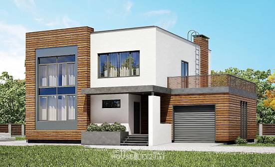 220-003-П Проект двухэтажного дома, гараж, современный коттедж из газобетона Бодайбо | Проекты домов от House Expert