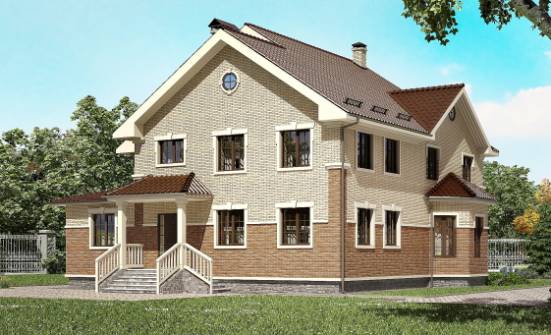 300-004-Л Проект двухэтажного дома, большой загородный дом из бризолита Братск | Проекты домов от House Expert
