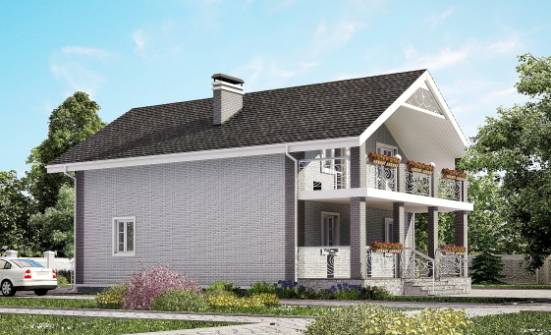 150-007-П Проект двухэтажного дома с мансардой, экономичный домик из керамзитобетонных блоков Зима | Проекты домов от House Expert