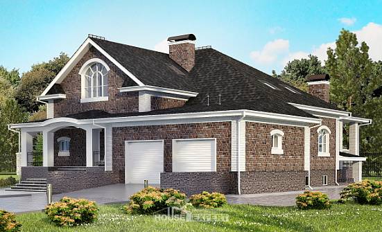 490-001-П Проект трехэтажного дома с мансардой и гаражом, классический загородный дом из кирпича Вихоревка | Проекты домов от House Expert