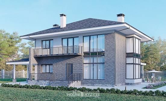 250-004-Л Проект двухэтажного дома, красивый загородный дом из поризованных блоков Киренск | Проекты домов от House Expert