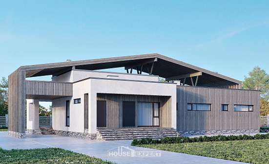 170-011-Л Проект одноэтажного дома, простой коттедж из кирпича Братск | Проекты домов от House Expert