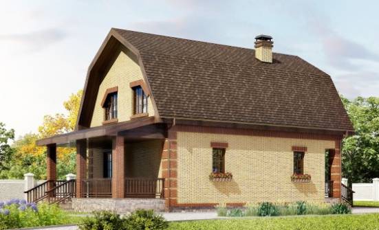 130-005-Л Проект двухэтажного дома с мансардным этажом, небольшой дом из арболита Киренск | Проекты домов от House Expert