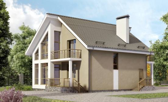 170-006-Л Проект двухэтажного дома с мансардой, классический дом из бризолита Саянск | Проекты домов от House Expert