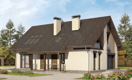 185-005-Л Проект двухэтажного дома с мансардой и гаражом, простой домик из пеноблока Тулун | Проекты домов от House Expert
