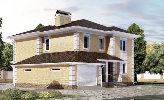 220-006-Л Проект двухэтажного дома и гаражом, классический коттедж из блока Братск | Проекты домов от House Expert