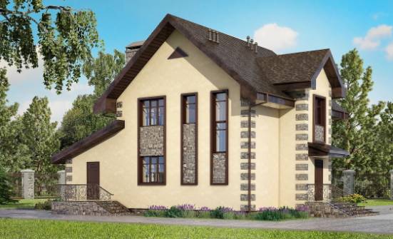 160-004-П Проект двухэтажного дома, гараж, уютный дом из бризолита Нижнеудинск | Проекты домов от House Expert