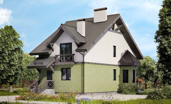 120-003-П Проект двухэтажного дома с мансардой, скромный дом из пеноблока Тайшет | Проекты домов от House Expert
