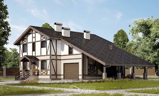 250-002-П Проект двухэтажного дома с мансардным этажом, гараж, просторный дом из кирпича Нижнеудинск | Проекты домов от House Expert