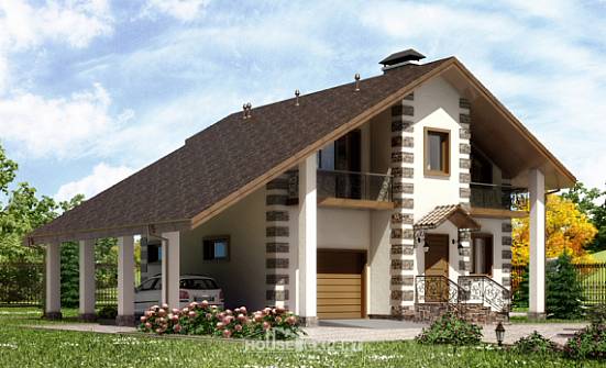 150-003-Л Проект двухэтажного дома с мансардным этажом и гаражом, бюджетный домик из дерева Бодайбо | Проекты домов от House Expert
