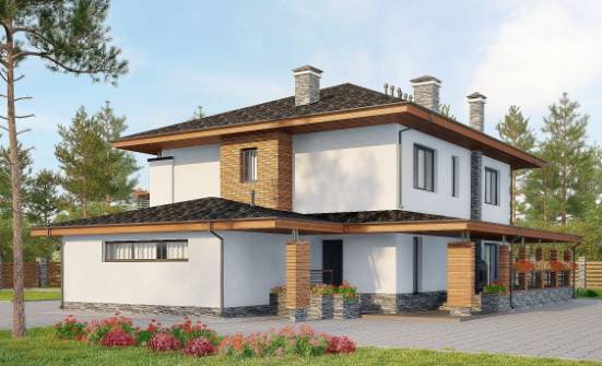 305-001-П Проект двухэтажного дома и гаражом, большой дом из пеноблока Братск | Проекты домов от House Expert