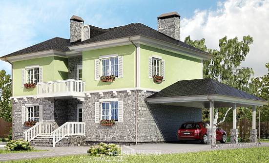 155-006-П Проект двухэтажного дома, гараж, скромный загородный дом из теплоблока Усть-Илимск | Проекты домов от House Expert