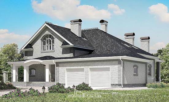 385-001-П Проект двухэтажного дома с мансардой, гараж, большой дом из газобетона Железногорск-Илимский | Проекты домов от House Expert