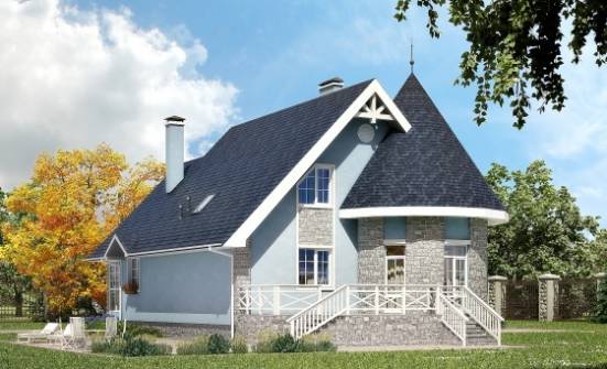 170-003-П Проект двухэтажного дома мансардой, скромный коттедж из газосиликатных блоков Саянск | Проекты домов от House Expert