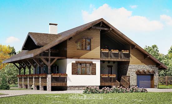 220-005-П Проект двухэтажного дома с мансардным этажом, гараж, красивый домик из кирпича Усть-Кут | Проекты домов от House Expert