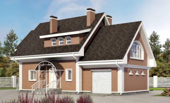 185-003-П Проект двухэтажного дома с мансардой, гараж, классический дом из пеноблока Тайшет | Проекты домов от House Expert