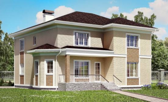 335-001-Л Проект двухэтажного дома и гаражом, уютный дом из кирпича Саянск | Проекты домов от House Expert