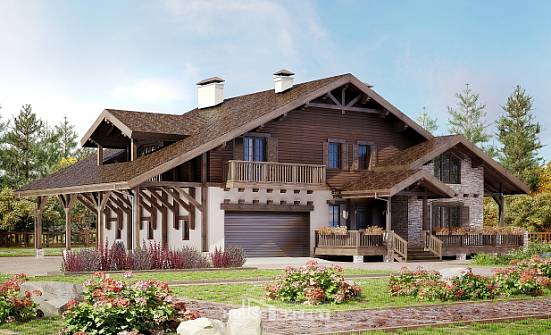 340-003-П Проект двухэтажного дома мансардой, гараж, красивый загородный дом из кирпича Саянск | Проекты домов от House Expert