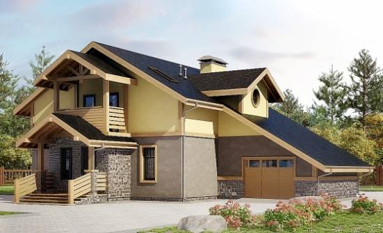 180-011-П Проект двухэтажного дома с мансардным этажом и гаражом, небольшой загородный дом из арболита Слюдянка | Проекты домов от House Expert