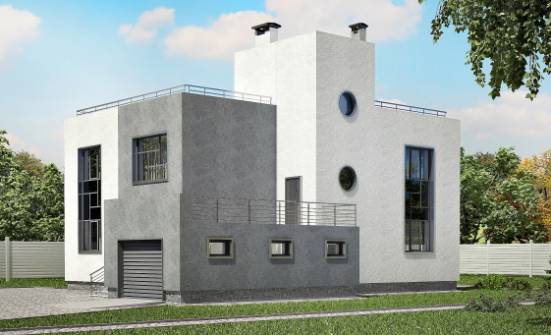 255-001-П Проект двухэтажного дома и гаражом, классический коттедж из теплоблока Усолье-Сибирское | Проекты домов от House Expert