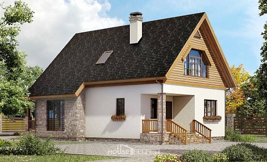 140-001-Л Проект двухэтажного дома с мансардой, красивый домик из керамзитобетонных блоков Тулун | Проекты домов от House Expert