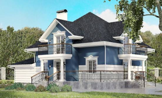 180-002-П Проект двухэтажного дома с мансардой, гараж, средний дом из кирпича Усолье-Сибирское | Проекты домов от House Expert