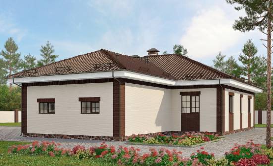 160-015-П Проект одноэтажного дома и гаражом, небольшой дом из твинблока Вихоревка | Проекты одноэтажных домов от House Expert