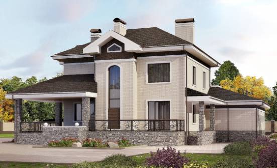 365-001-Л Проект трехэтажного дома и гаражом, уютный загородный дом из кирпича Саянск | Проекты домов от House Expert