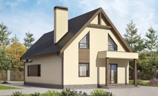 120-005-Л Проект двухэтажного дома с мансардой и гаражом, скромный домик из поризованных блоков Тулун | Проекты домов от House Expert