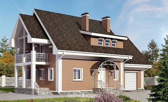 185-003-П Проект двухэтажного дома с мансардой, гараж, классический дом из пеноблока Тайшет | Проекты домов от House Expert