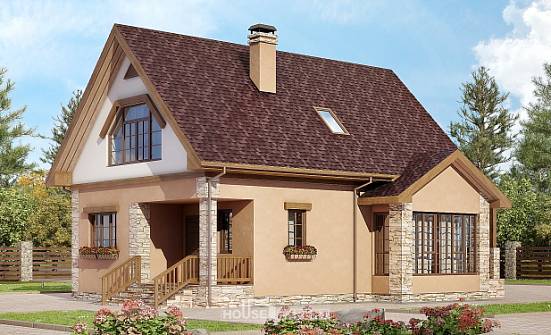 140-002-П Проект двухэтажного дома мансардой, простой загородный дом из газосиликатных блоков Иркутск | Проекты домов от House Expert