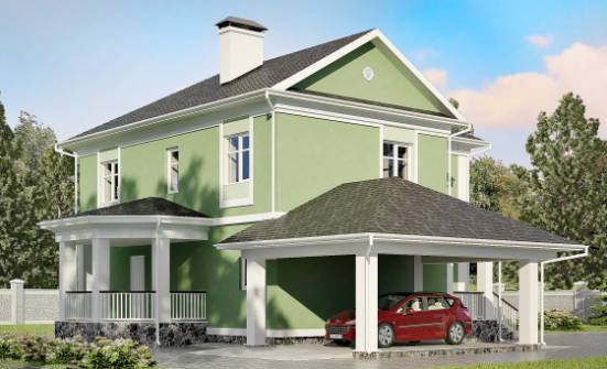 170-001-Л Проект двухэтажного дома и гаражом, недорогой загородный дом из поризованных блоков Нижнеудинск | Проекты домов от House Expert