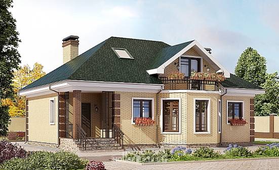 150-013-Л Проект двухэтажного дома мансардный этаж, красивый коттедж из кирпича Саянск | Проекты домов от House Expert