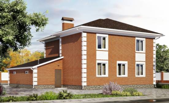 220-004-Л Проект двухэтажного дома и гаражом, уютный коттедж из кирпича Вихоревка | Проекты домов от House Expert