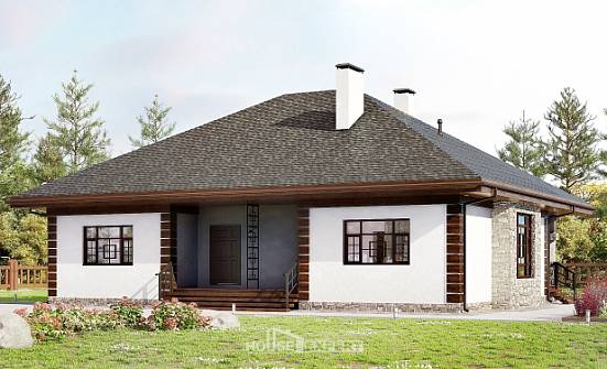 135-003-П Проект одноэтажного дома, уютный домик из блока Вихоревка | Проекты домов от House Expert