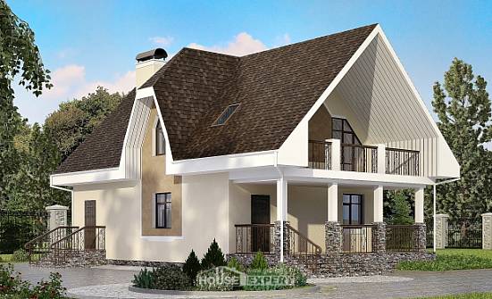 125-001-Л Проект двухэтажного дома с мансардным этажом, простой домик из пеноблока Нижнеудинск | Проекты домов от House Expert