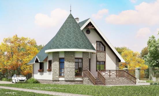 170-003-Л Проект двухэтажного дома с мансардным этажом, доступный дом из пеноблока Саянск | Проекты домов от House Expert