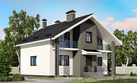 150-005-Л Проект двухэтажного дома с мансардой, компактный коттедж из газосиликатных блоков Нижнеудинск | Проекты домов от House Expert