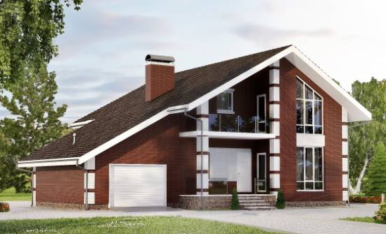 180-001-Л Проект двухэтажного дома с мансардным этажом, гараж, небольшой дом из пеноблока Черемхово | Проекты домов от House Expert