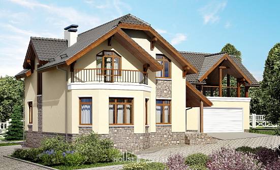 255-003-П Проект трехэтажного дома мансардой, гараж, простой загородный дом из твинблока Нижнеудинск | Проекты домов от House Expert