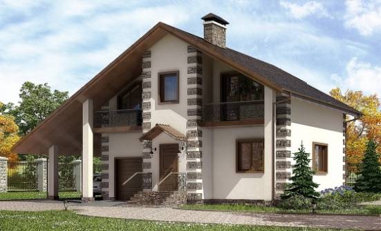 150-003-Л Проект двухэтажного дома с мансардным этажом и гаражом, бюджетный домик из дерева Бодайбо | Проекты домов от House Expert