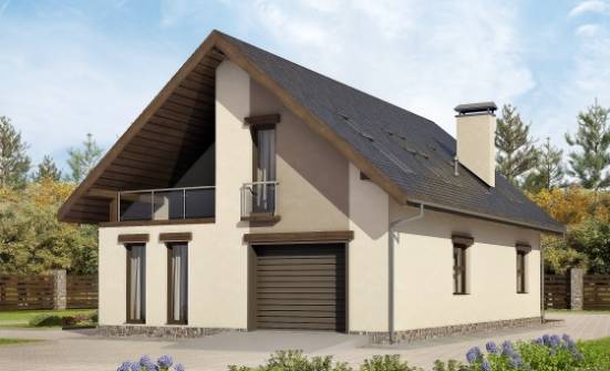 185-005-Л Проект двухэтажного дома с мансардой и гаражом, простой домик из пеноблока Тулун | Проекты домов от House Expert