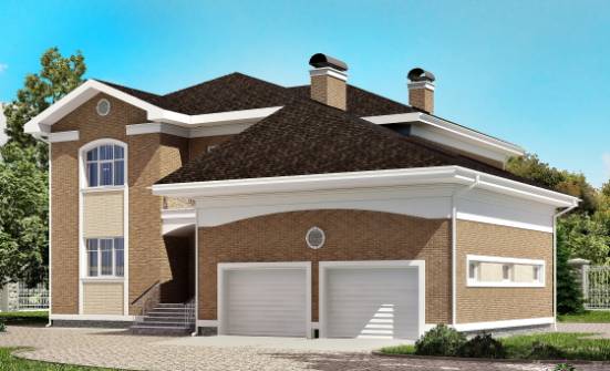 335-002-П Проект двухэтажного дома и гаражом, современный домик из кирпича Усть-Илимск | Проекты домов от House Expert