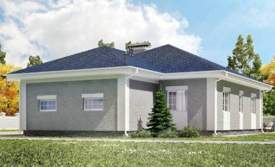 130-002-П Проект одноэтажного дома и гаражом, компактный дом из бризолита Усть-Кут | Проекты одноэтажных домов от House Expert
