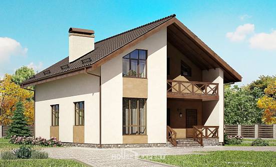 170-002-П Проект двухэтажного дома мансардный этаж, экономичный коттедж из пеноблока Киренск | Проекты домов от House Expert