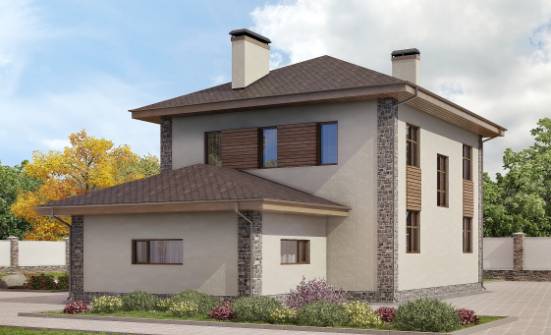 185-004-П Проект двухэтажного дома, гараж, простой коттедж из газобетона Ангарск | Проекты домов от House Expert