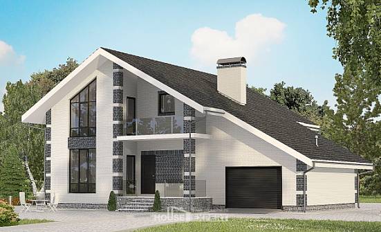 180-001-П Проект двухэтажного дома с мансардой и гаражом, уютный дом из арболита Саянск | Проекты домов от House Expert
