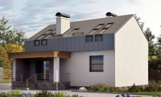 120-004-П Проект двухэтажного дома мансардой, бюджетный коттедж из теплоблока Железногорск-Илимский | Проекты домов от House Expert