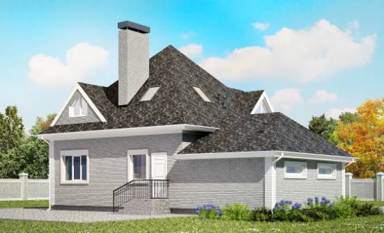 135-001-Л Проект двухэтажного дома с мансардой и гаражом, уютный домик из кирпича Ангарск | Проекты домов от House Expert